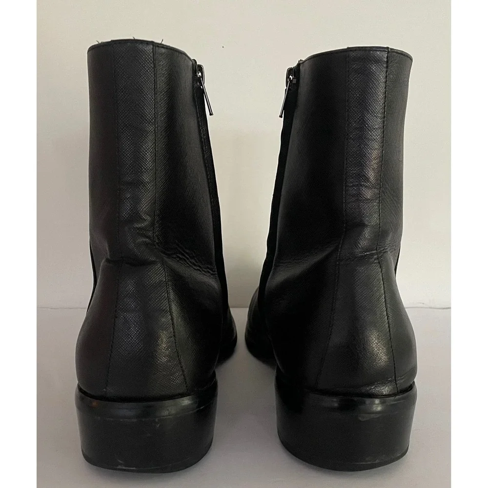 Aldo Mens Amur Flex Ankle Boot Black Leather Side Zip Square Toe Work 14 EUR 47